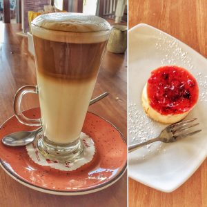 buca cheesecake and latte
